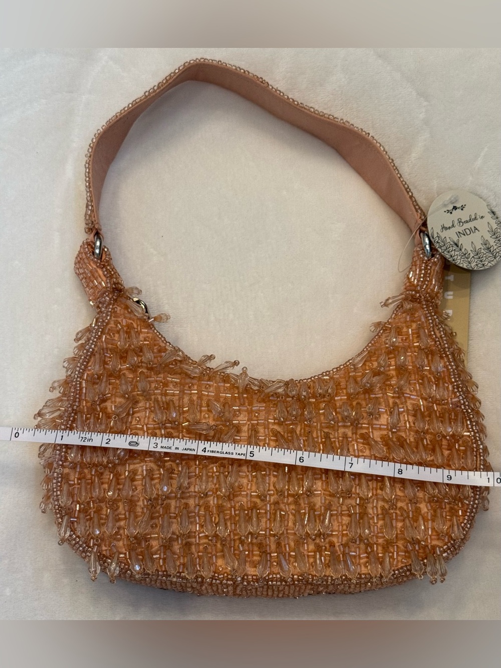 Studio 12 Handcrafted in India Pink Peach Beaded Shoulder Bag. NWT - Picture 8 of 8